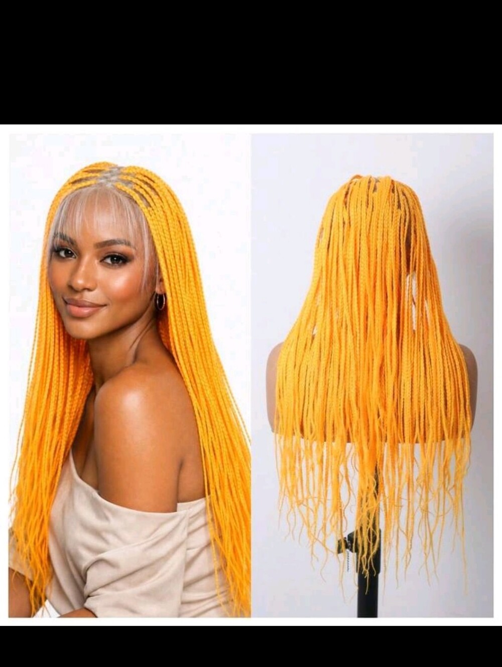 Bright Yellow Box Braids Wig - Women Hair. 24 Inches